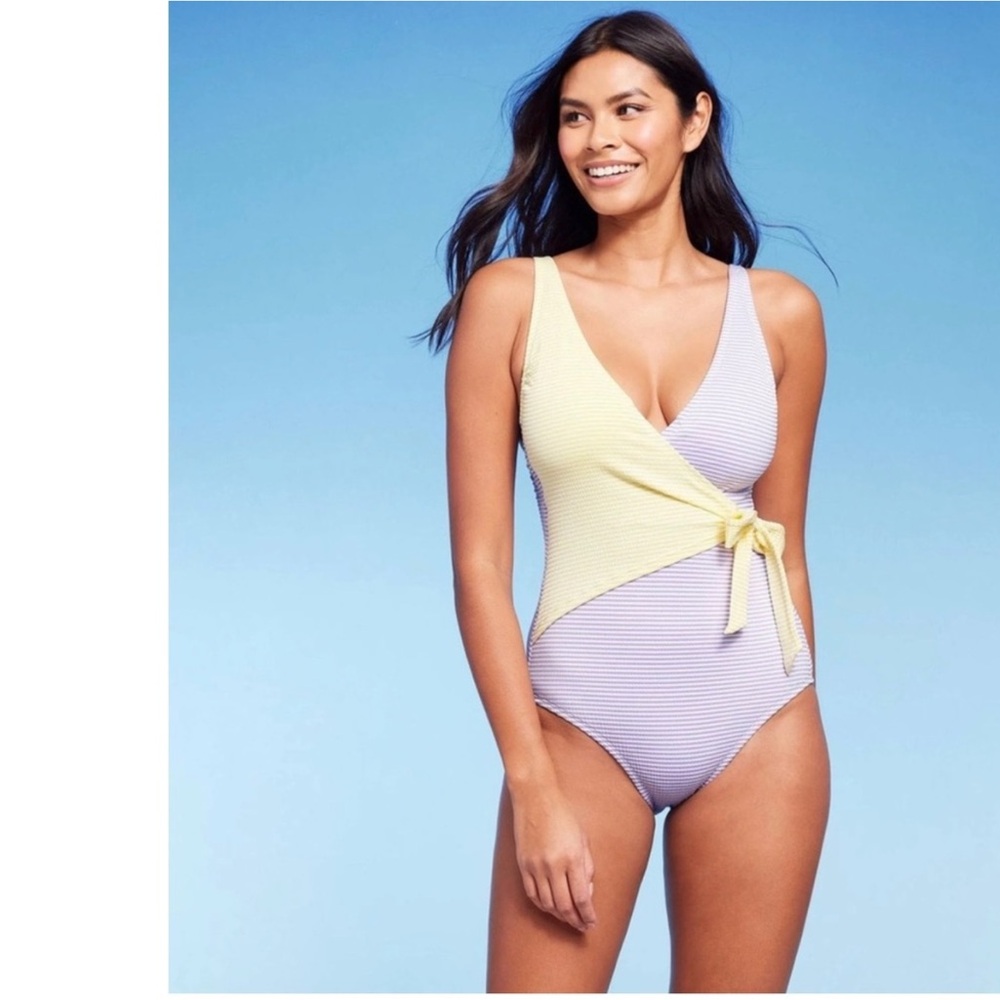 KONA SOL Seersucker One Piece Swimsuit NWOT